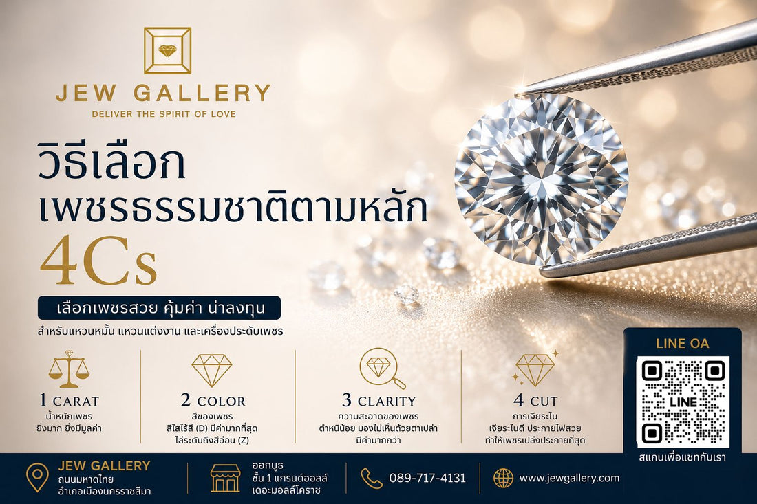 วิธีเลือกเพชรธรรมชาติตามหลัก 4Cs | JEW GALLERY