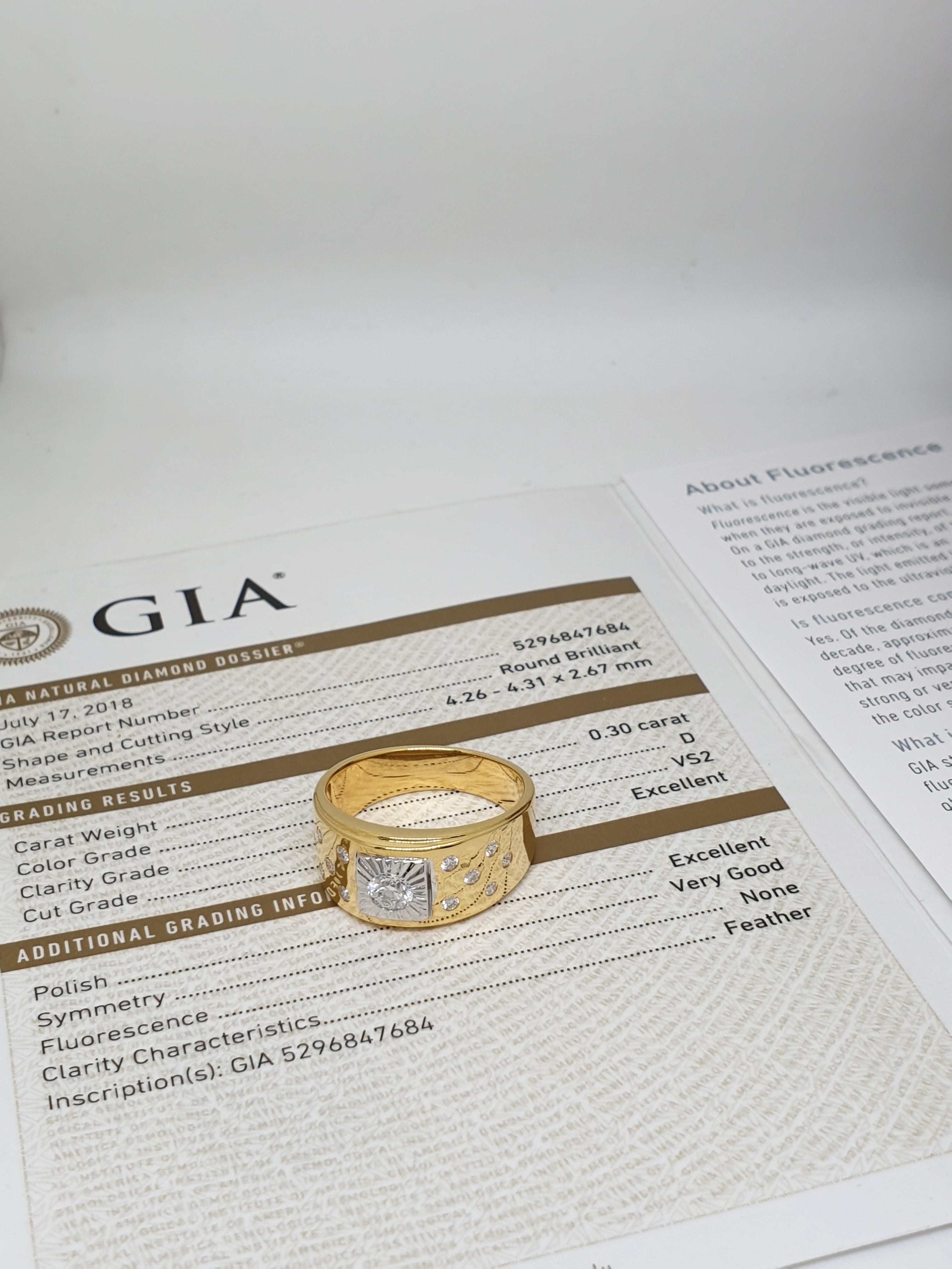 แหวนเพชรชาย GIA ประดับเพชร ทอง 18K | RG00143
