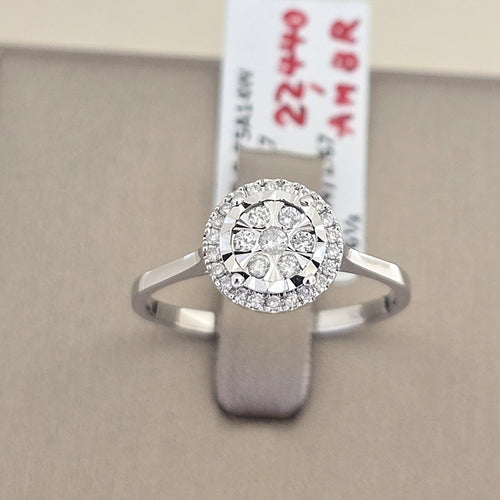 แหวนเพชร Halo Floral Cluster ทองขาว 14K | RG00645