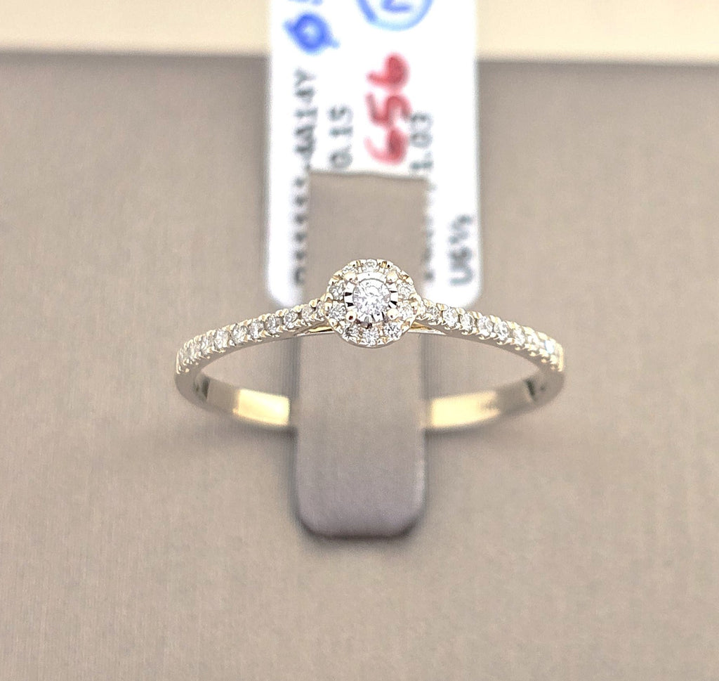 แหวนเพชรเม็ดเดี่ยวล้อมเพชร (Halo Solitaire) ทอง 14K | RG00646