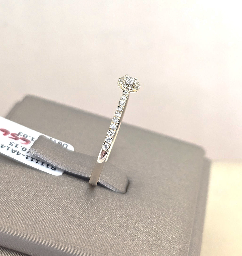 แหวนเพชรเม็ดเดี่ยวล้อมเพชร (Halo Solitaire) ทอง 14K | RG00646
