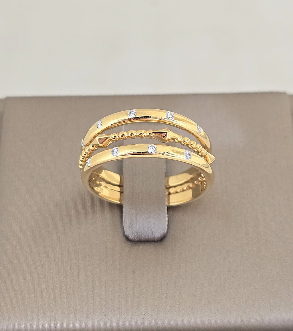 แหวนเพชร Triple Stack Chevron ทอง 18K ถอดแยกได้ | RG00648