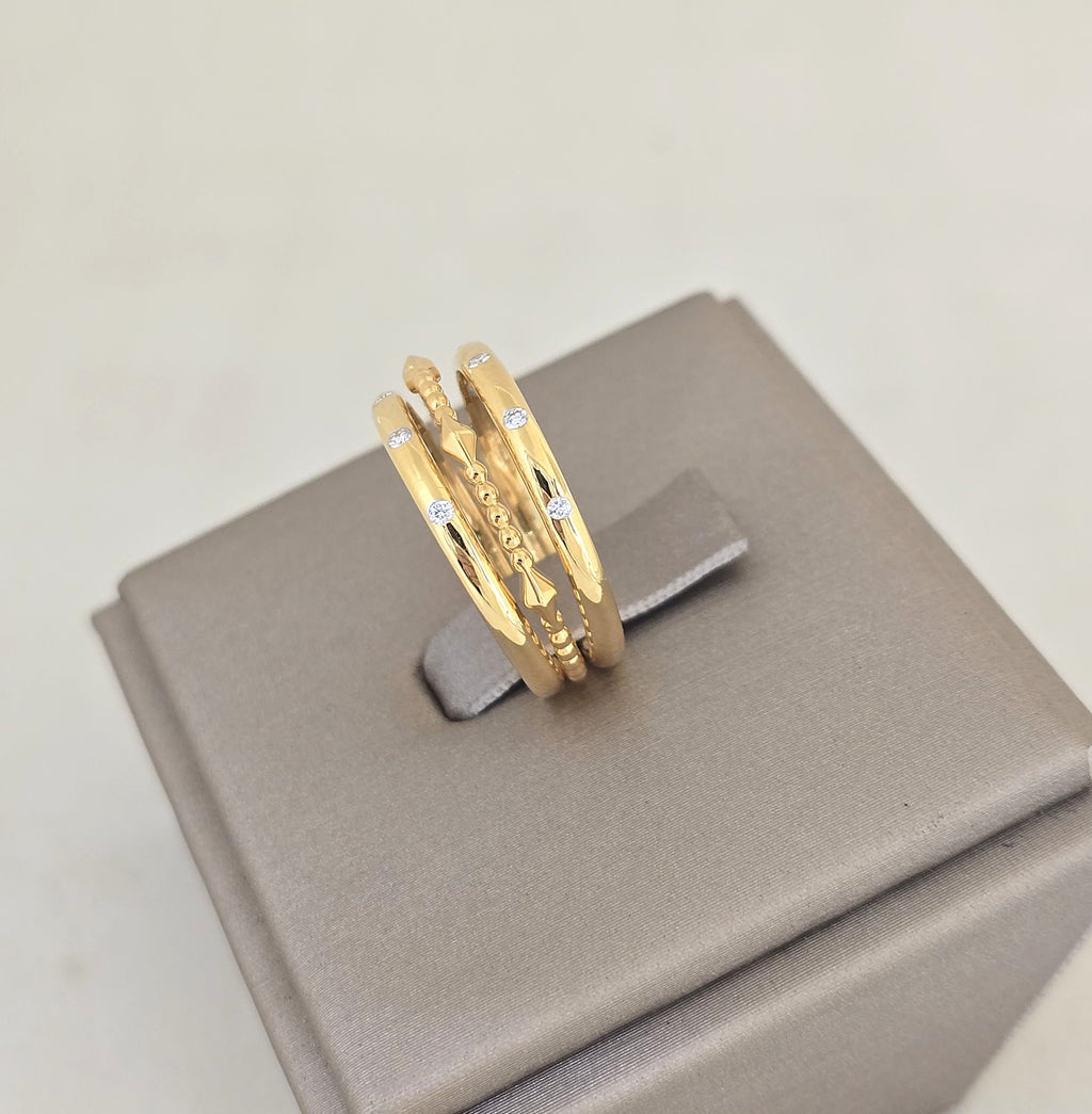 แหวนเพชร Triple Stack Chevron ทอง 18K ถอดแยกได้ | RG00648