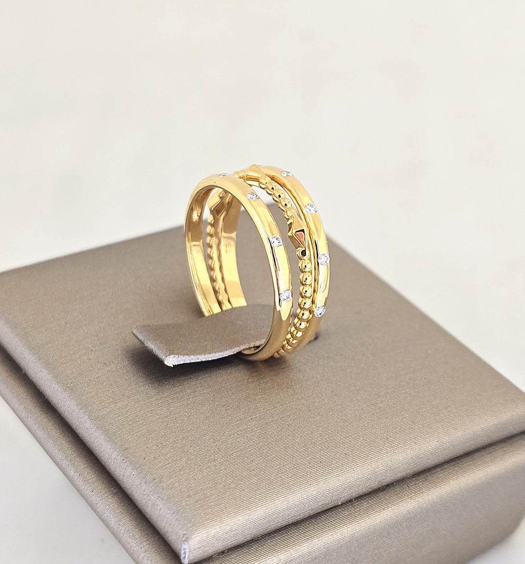 แหวนเพชร Triple Stack Chevron ทอง 18K ถอดแยกได้ | RG00648