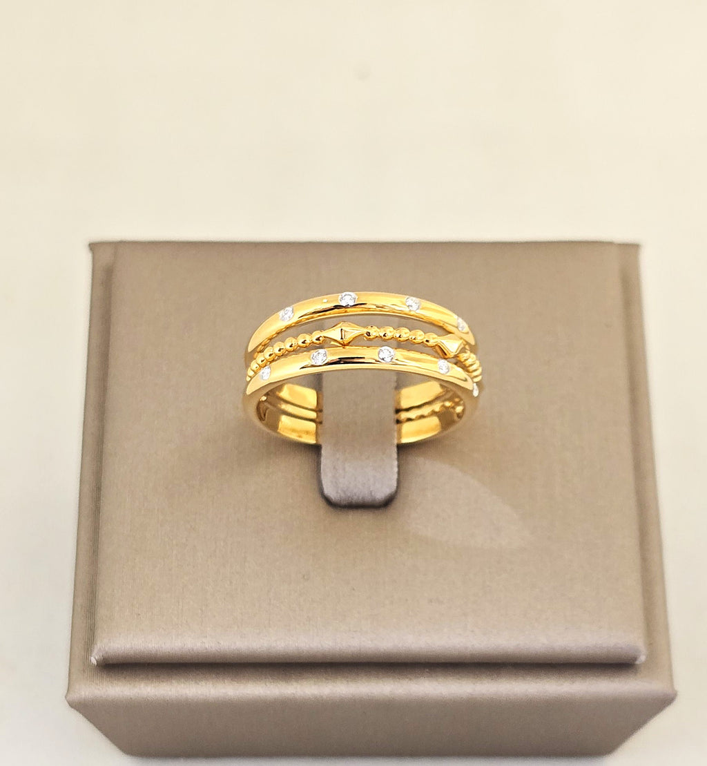 แหวนเพชร Triple Stack Chevron ทอง 18K ถอดแยกได้ | RG00649