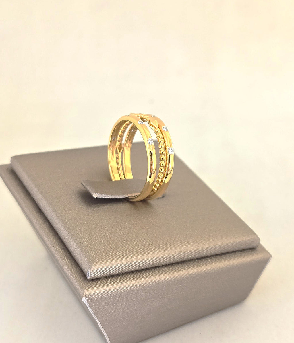 แหวนเพชร Triple Stack Chevron ทอง 18K ถอดแยกได้ | RG00649