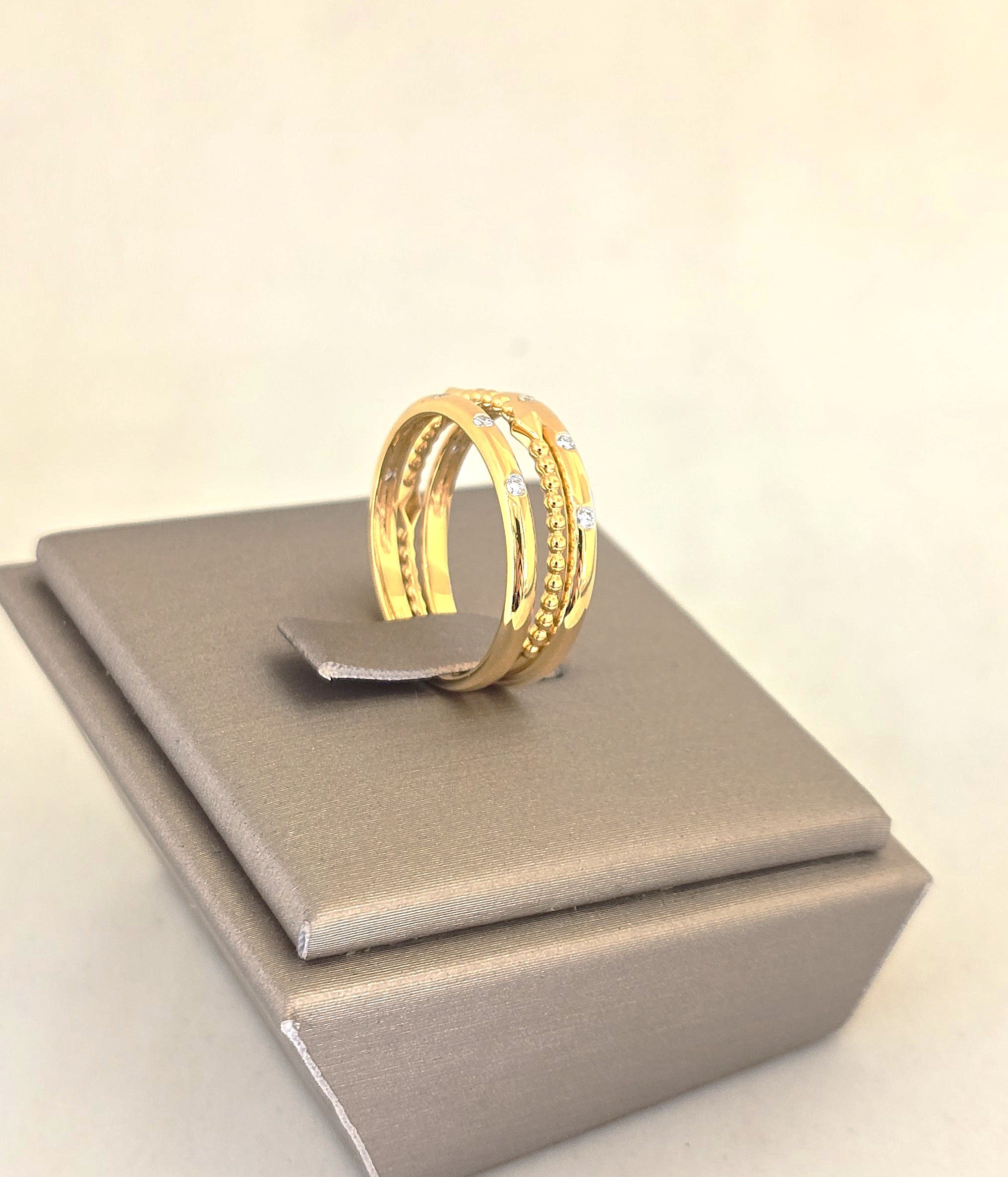 แหวนเพชร Triple Stack Chevron ทอง 18K ถอดแยกได้ | RG00649