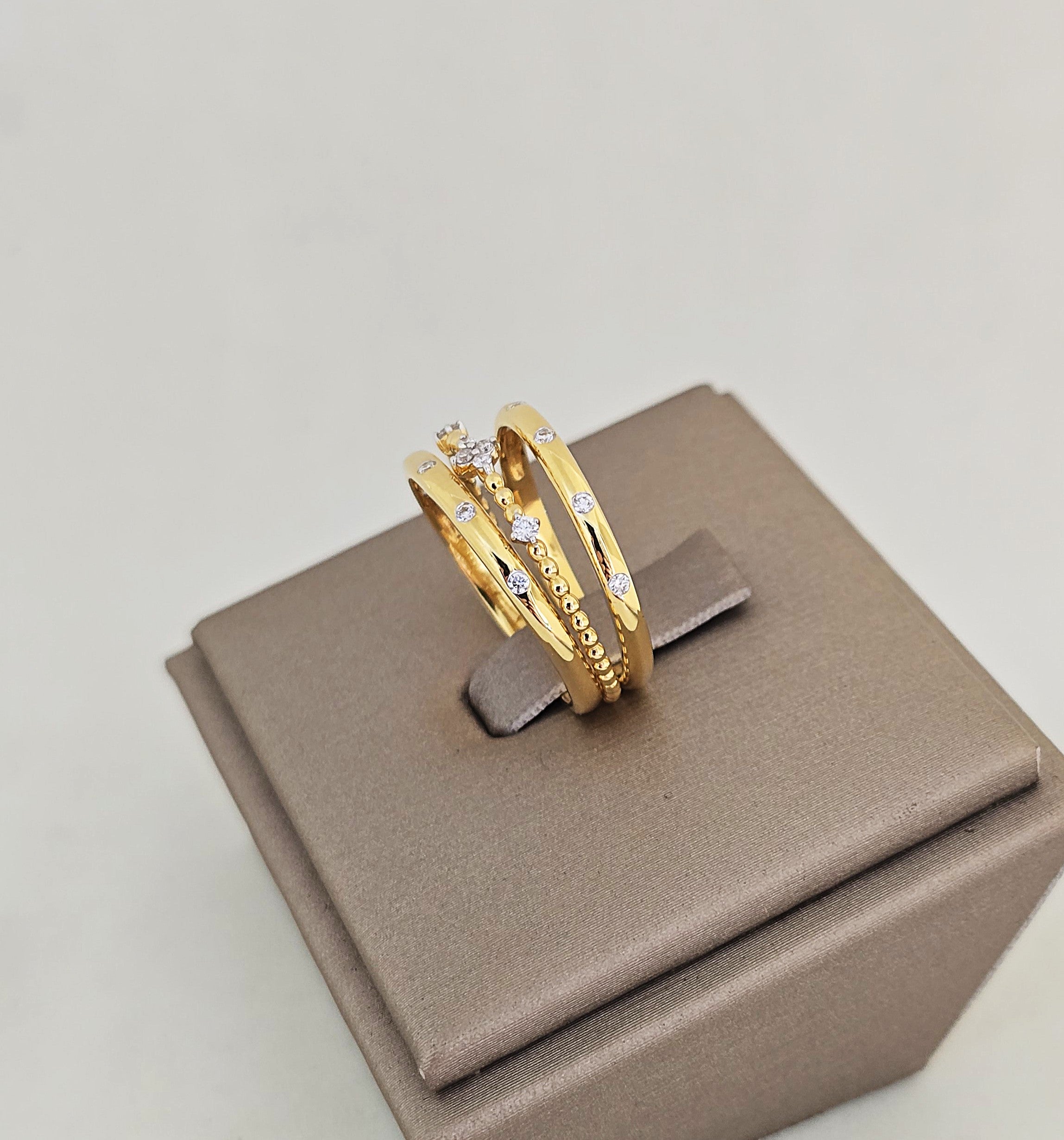 แหวนเพชร Triple Stack 3-in-1 ทอง 18K ถอดแยกได้ | RG00650