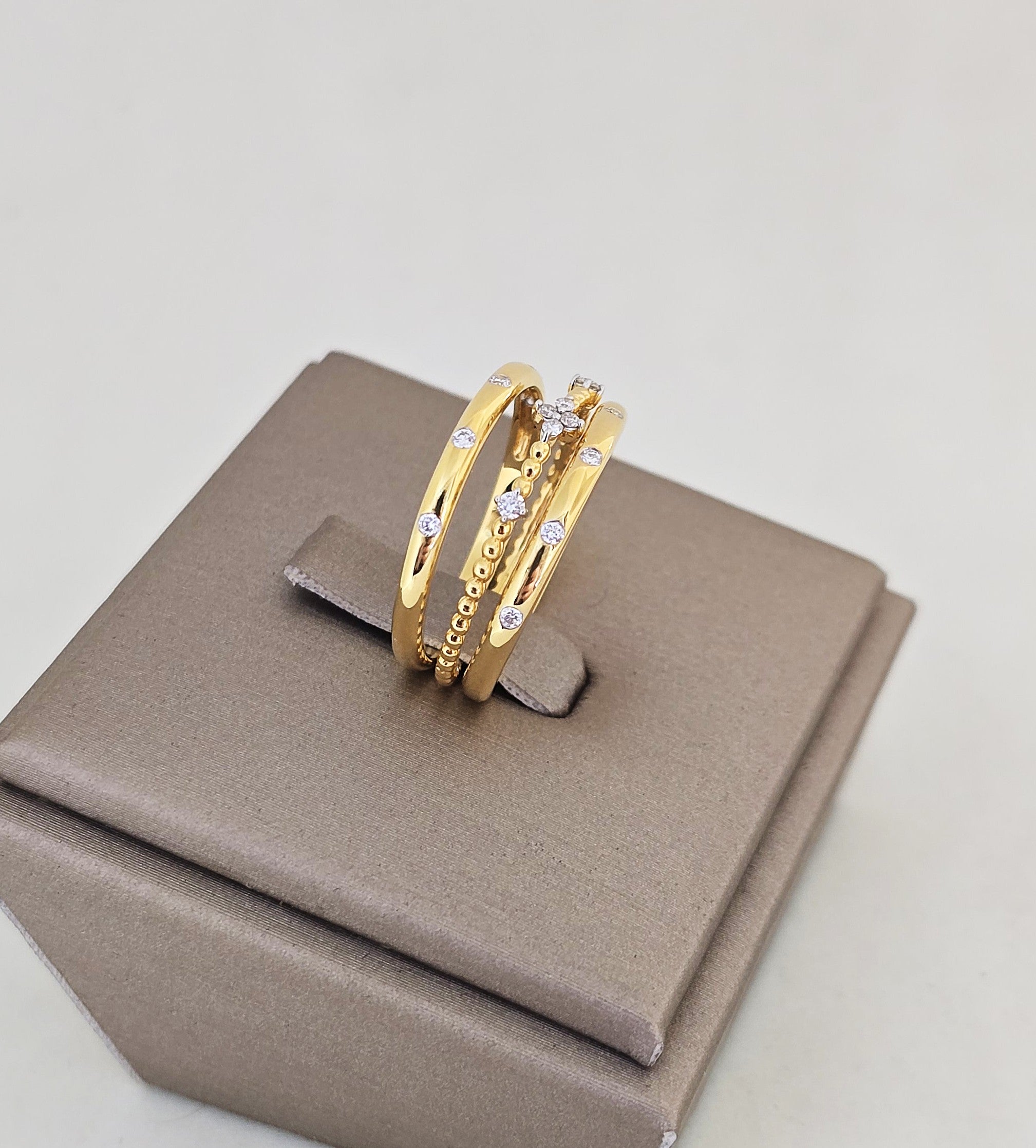 แหวนเพชร Triple Stack 3-in-1 ทอง 18K ถอดแยกได้ | RG00650