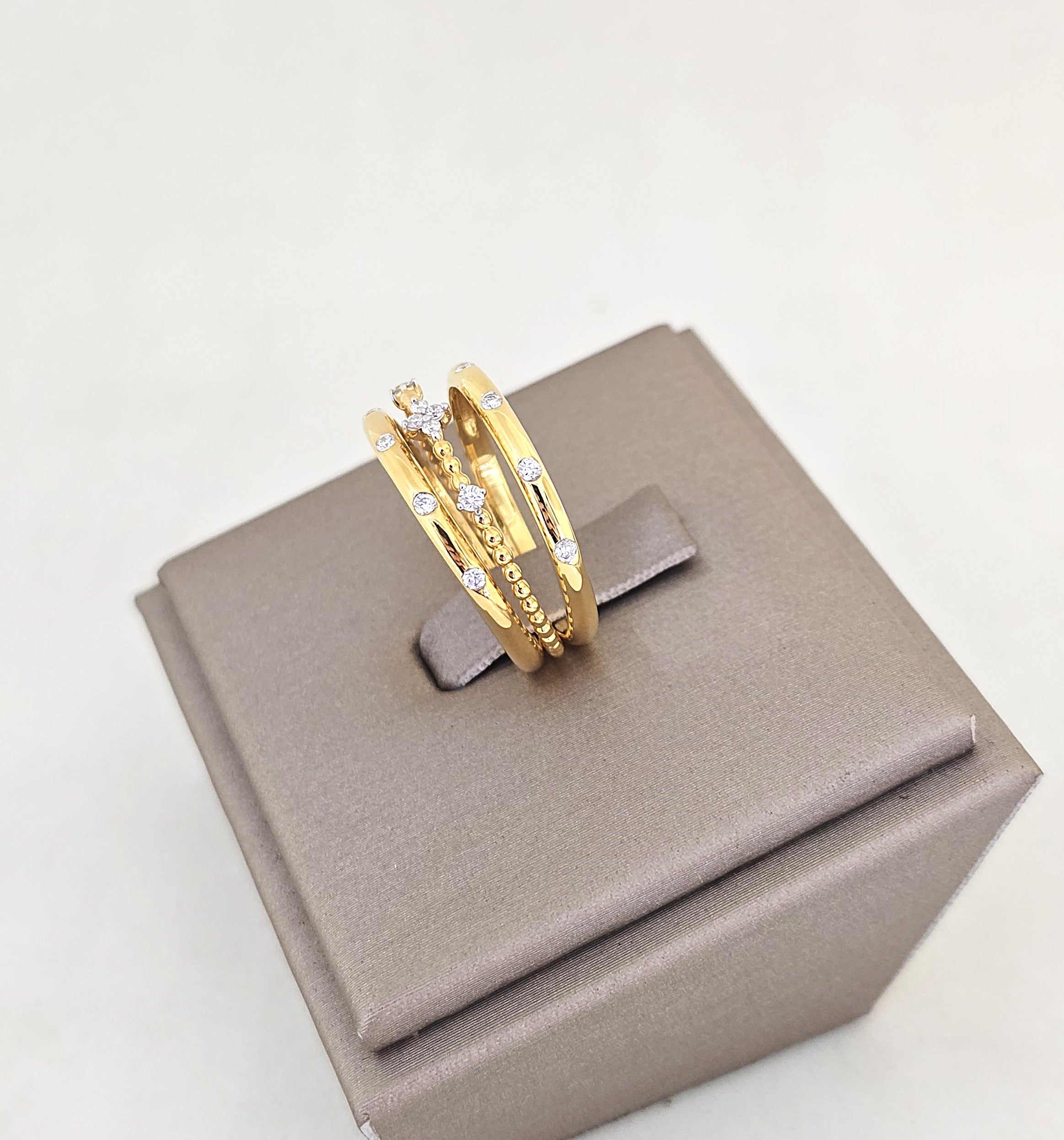 แหวนเพชร Triple Stack 3-in-1 ทอง 18K ถอดแยกได้ | RG00651