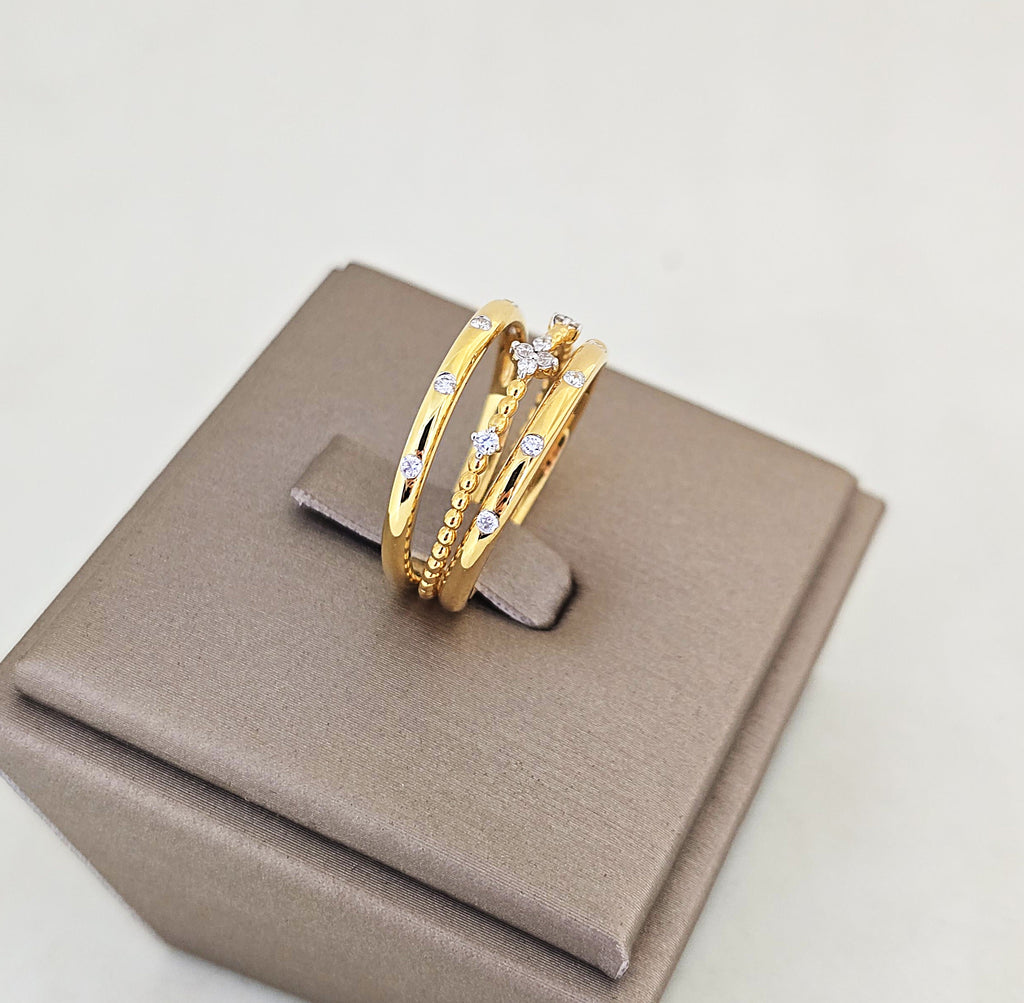 แหวนเพชร Triple Stack 3-in-1 ทอง 18K ถอดแยกได้ | RG00651