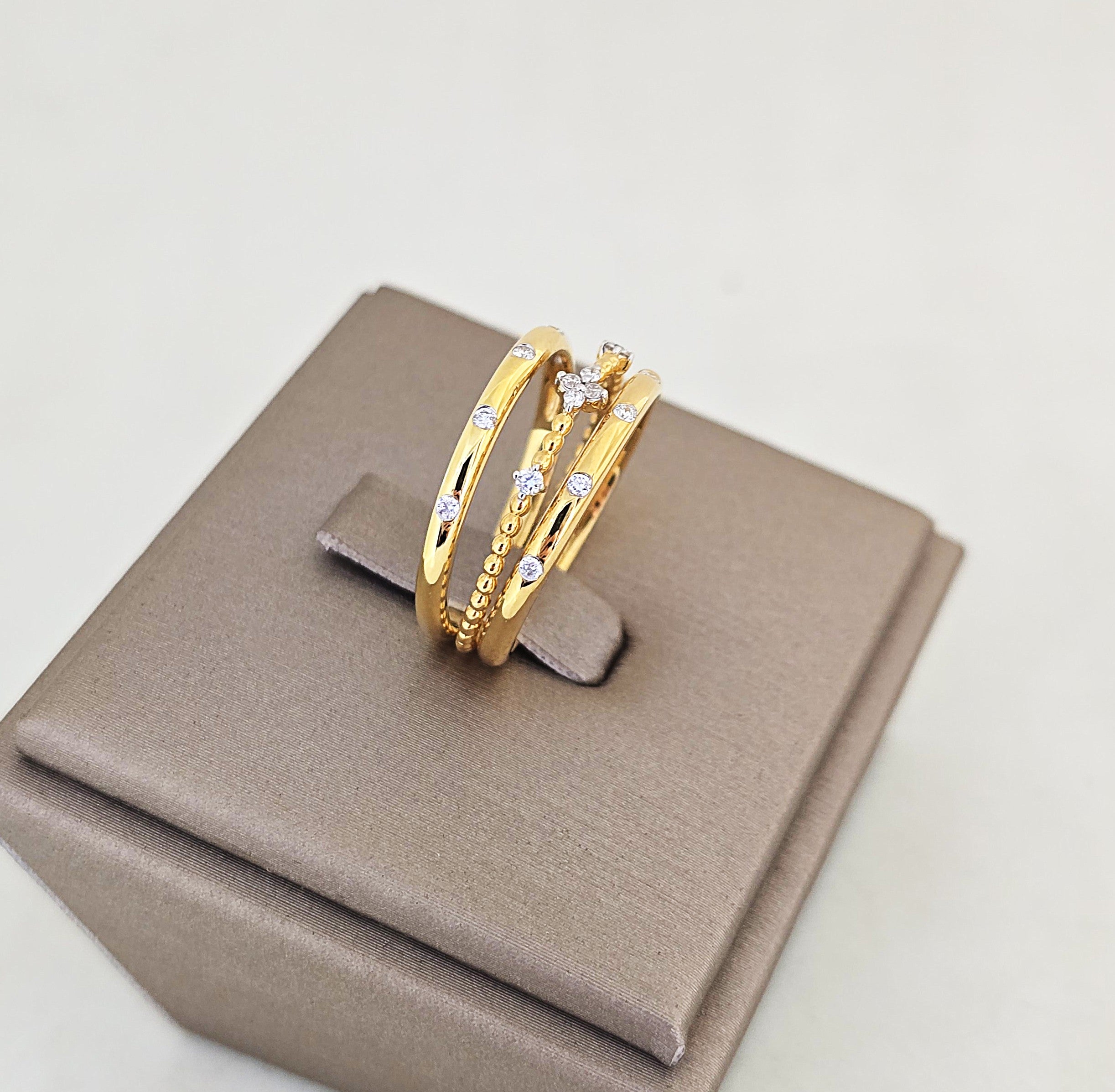 แหวนเพชร Triple Stack 3-in-1 ทอง 18K ถอดแยกได้ | RG00651